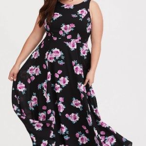 FLORAL PRINT GEORGETTE HIGH NECK MAXI DRESS - 14